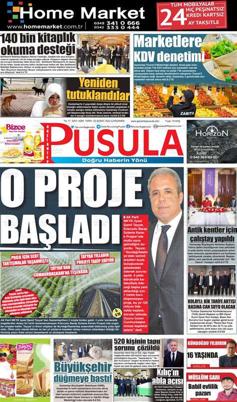 23 Şubat 2022 tarihli Gaziantep Pusula Gazete Manşetleri