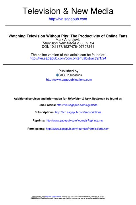 Pdf Watching Television Without Pity