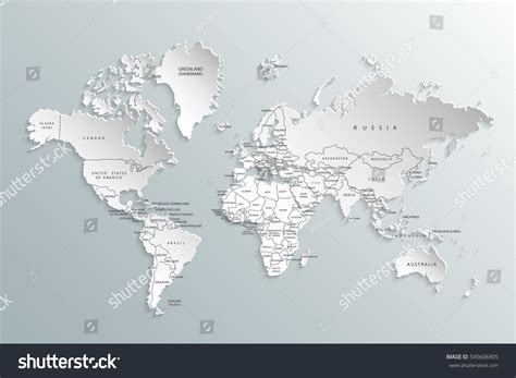 Political Map Of The World Gray World Map Countries Vector