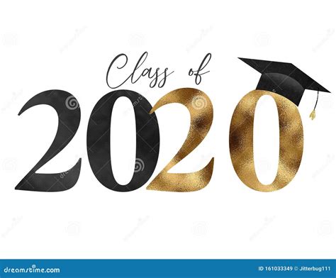 Black Gold Class Of 2020 Graduation Stock Illustration Illustration