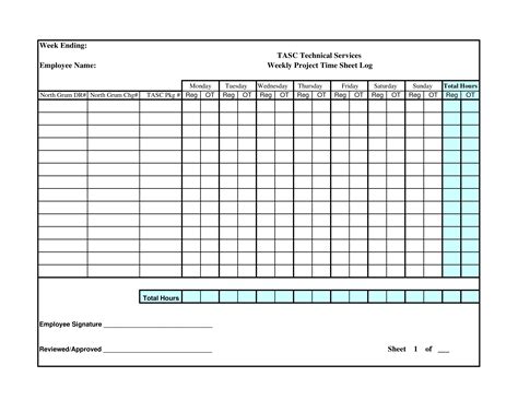 Ffree printable weekly timesheet template template images