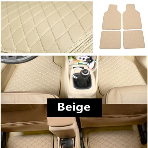 4pcs Leather Car Floor Mats Carpets Custom Pads Front Rear Liners Set