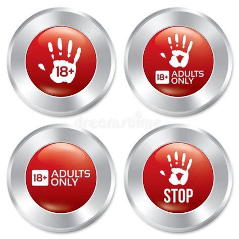 Adults Only Button Set Vector Age Limit Stickers Stock Vector Illustration Of Eighteen