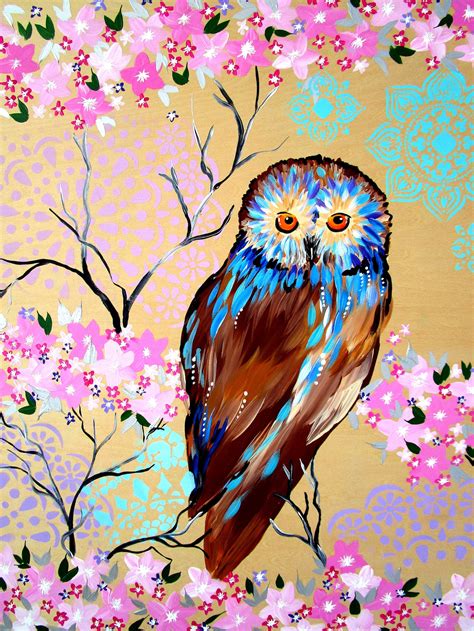 Paintings Of Owls Owl Painting Large Painting Of An Owl Large Owl