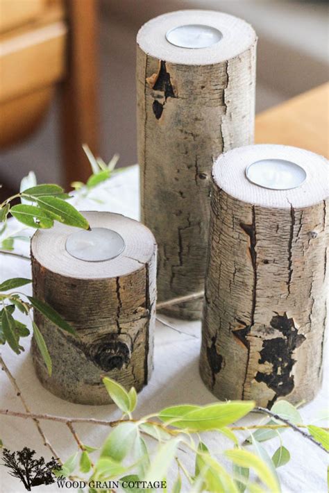 Diy Tree Limb Tea Light Holder The Wood Grain Cottage