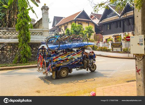 Local Traditional Transport Thailand Laos Sangteo Bus Laos Stock
