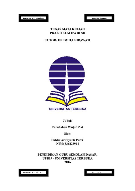 Contoh Cover Makalah Ut Pgsd