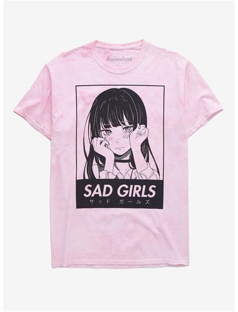 Animebae Sad Girl Pink Wash T Shirt