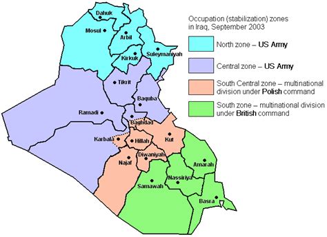 Zones In Iraq In 2003 Following The Occupation Of The Country 720x524