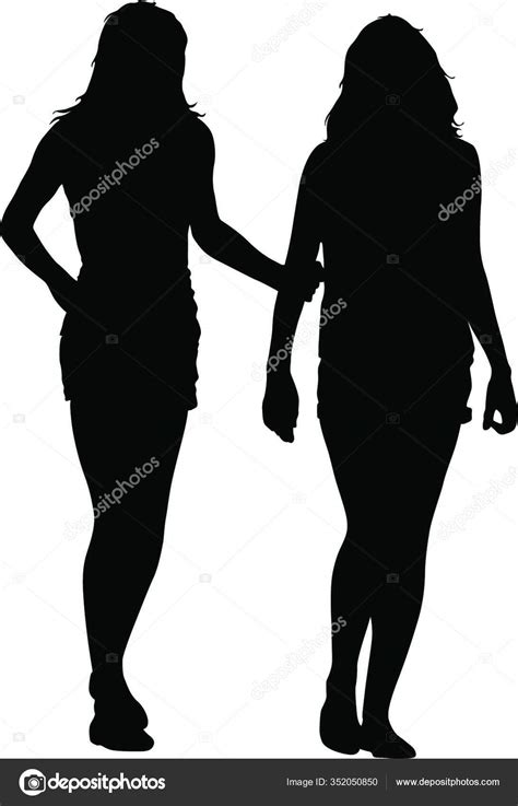 Black Silhouette Woman Standing People White Background Black