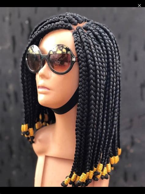 Braided Wig Bold Box Braids With Beadsneatly And Tightly Etsy