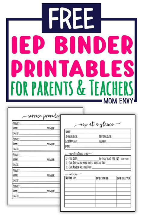 Free Iep Binder Printables For Teachers
