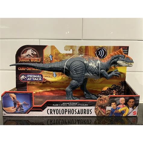 New Mattel Jurassic World Park Sound Strike Cryolophosaurus Camp