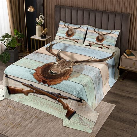 Deer Hunting King Bedspread Set For Boysshotgun Coverlet Set Western