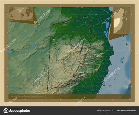 Cayo District Belize Colored Elevation Map Lakes Rivers Corner