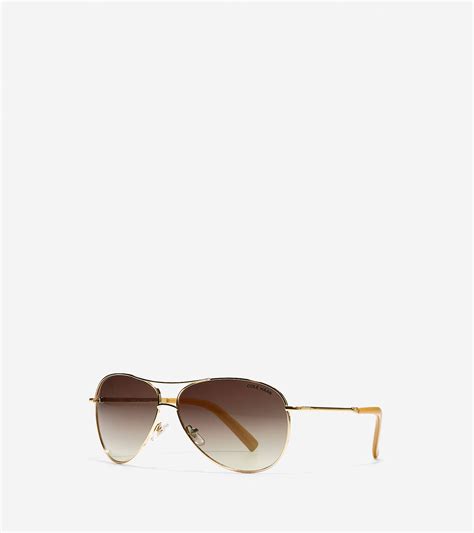 Classic Metal Aviator Sunglasses In Gold Cole Haan