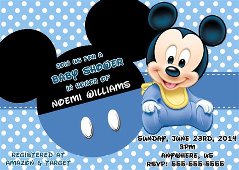 Mickey mouse is a very famous character that you can use as a design on your invitation card. Blank Mickey Mouse Baby Shower Invitations | FREE ...