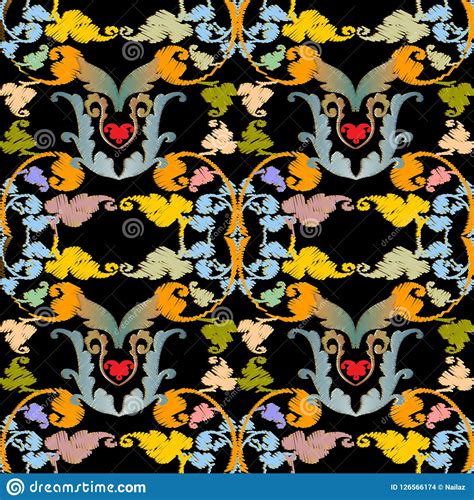 Free embroidery pattern from andrea zuill of badbird's | make: Baroque Colorful Embroidery Vector Seamless Pattern ...