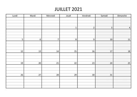 Calendrier Juillet 2021 Calendriersu