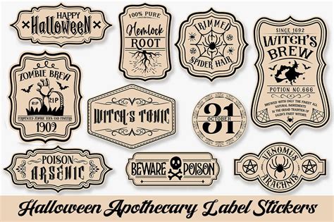 Halloween Apothecary Label Stickers Graphic By Etcify · Creative Fabrica