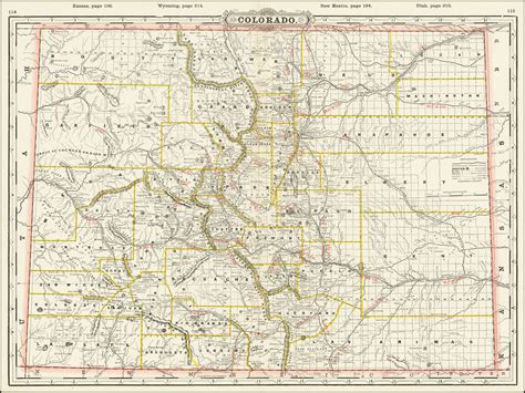 Railroad And County Map Of Colorado Barry Lawrence Ruderman Antique