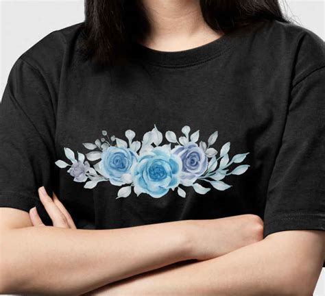 Camiseta Con Diseño De Flores Azules Tenvinilo