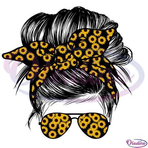 Art Collectibles Drawing Illustration Sublimation Design Hair Sunglasses Svg Sunflower Mom