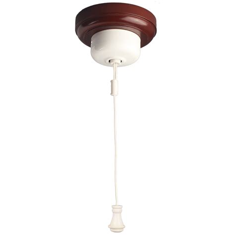 White Ceiling Pull Cord Switch Powder Coated Cover White Cord