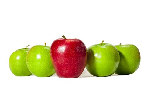 Red Apple Standing Out From The Crowd Stock Photo Image Of