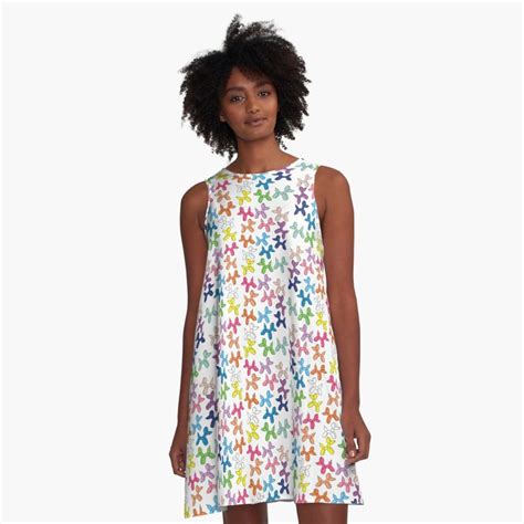 Colorful Balloon Doggies A Line Dress By Jande Summer A Line Dress