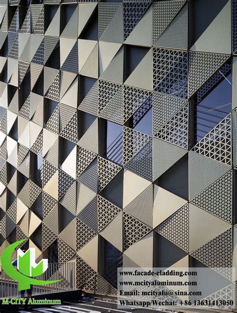 Triangle Shape Perforated Metal Cladding Aluminium Facades For Building
