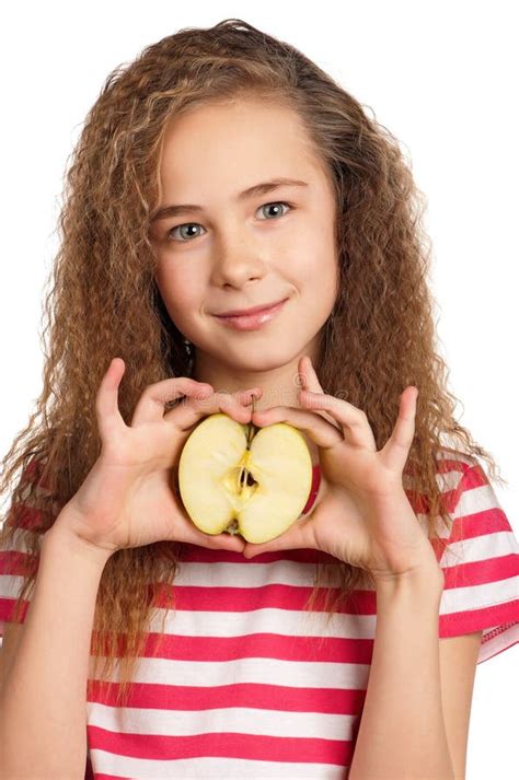 Girl With Apple Stock Image Image Of Fresh Face Apple 30614615