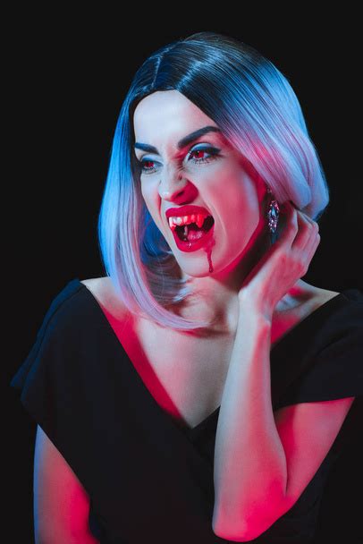 Vampire Woman Showing Vampire Teeth Isolated On Free Stock Photo And Image