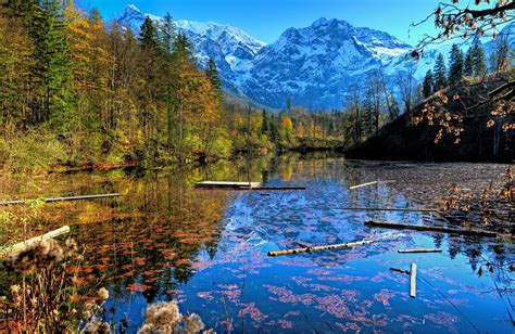 Austria Scenery Mountains Rivers Forests Autumn Salzkammergut