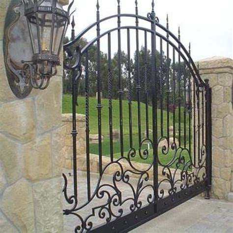Scroll And Bar Decorated Entrance Single Wrought Iron Gate Custom Ironwork