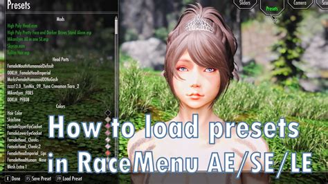 How To Load Presets In Racemenu For Skyrim Anniversary Special