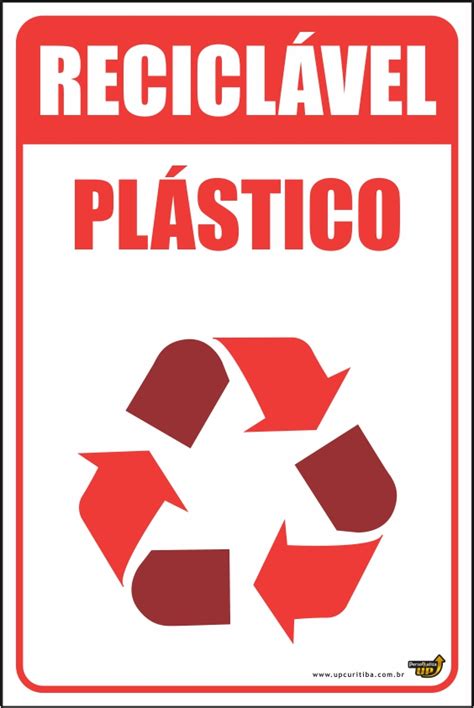 Placa Reciclagem Plástico Tamanho 20 X 30cm Up Curitiba