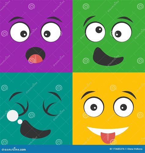 Funny Smiles Emotions Facial Expressions Colored Funny Smiles