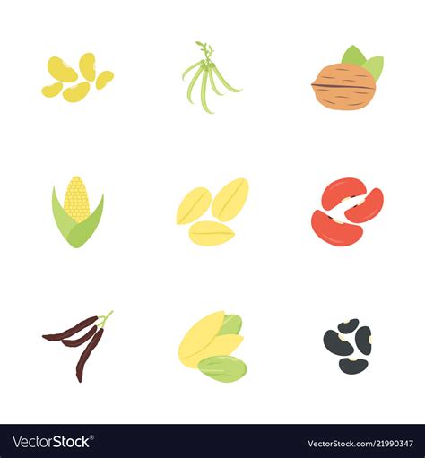 Grains And Vegetables Icons Set Royalty Free Vector Image
