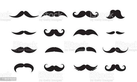Men Mustache Styles Black Vector Icons Set Stock Illustration