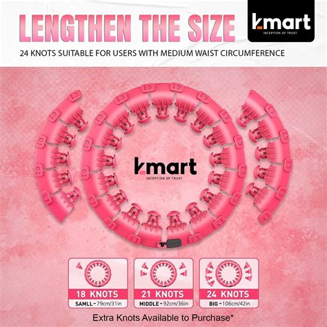 K Mart Smart Hula Ring Hoops Weighted Circle 24 Adjustable Pink