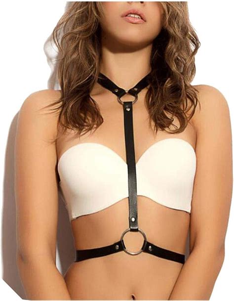 cacoo sexy leather harness body lingerie women punk crossbody bra cage bondage