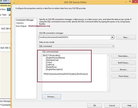 Ole Db Command Transformation In Ssis