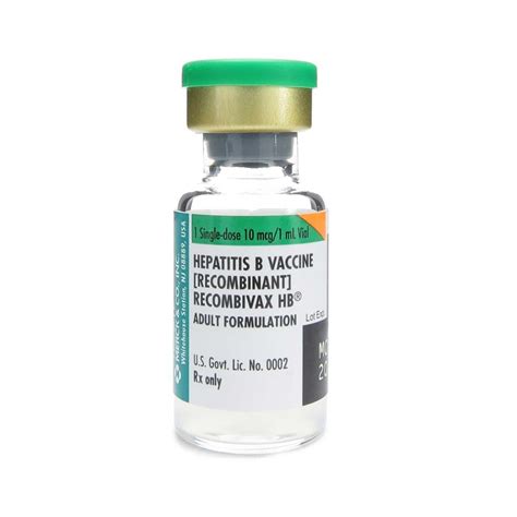 Vaccine, Hepatitis B, Adult, 10mcg/mL, SDPF, RECOMBIVAX HB®, 1mL Vial