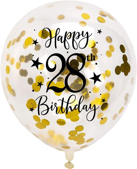 Gold 28th Confetti Latex Balloons Girls Or Boys Happy 28