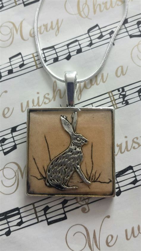 Hand Made Enamel Pagan Hare Rabbit Design Necklace And Chain Etsy