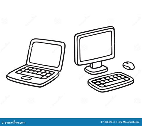 Laptop Computer Drawing Stock Vector Illustration Of Doodle 135047341