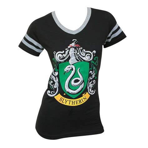Harry Potter Womens Juniors Black Slytherin V Neck T Shirt