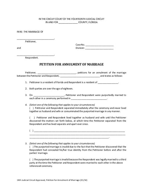 Florida Petition Annulment Marriage Fill Online Printable Fillable
