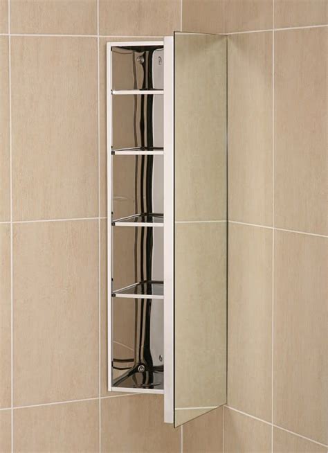 Bathroom Corner Cabinet Tall Stainless Steel Single Mirror Door C1cr Ebay